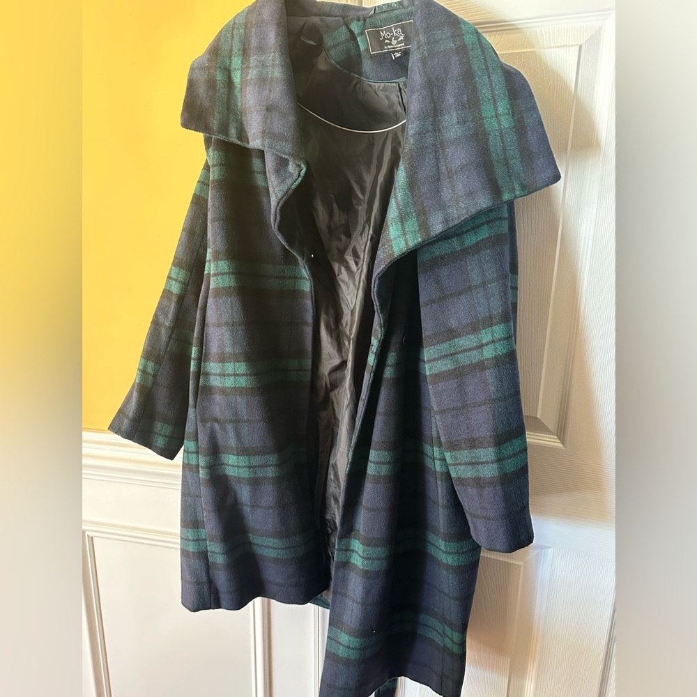 Blackwatch plaid lined coat, like new